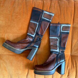 El Dantes Rare Square Toe Vintage Patchwork Leather Boot Size 38